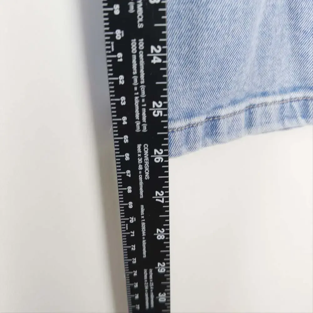 Justice Girls Light Wash Distressed Wide Leg Cargo Jeans Size 10
